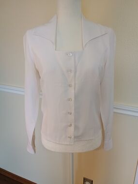Vintage Handmade Fitted Blouse White